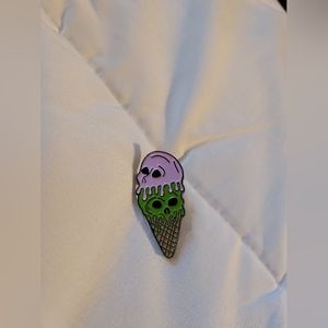 Ice cream skull cone pin